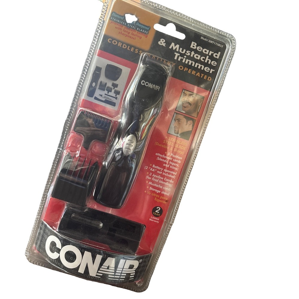 New Conair Beard & Mustache Trimmer Model GMT 170BCS Cordless Battery Operated
